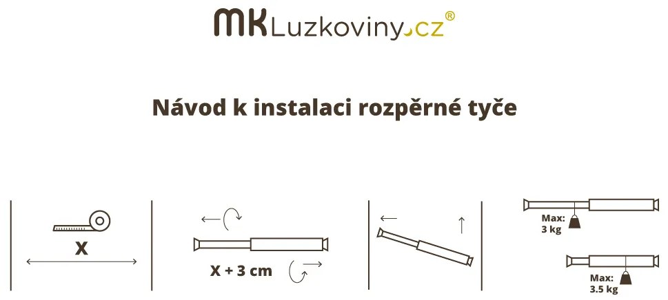 Tyč na sprchový záves 70/120 cm - biela