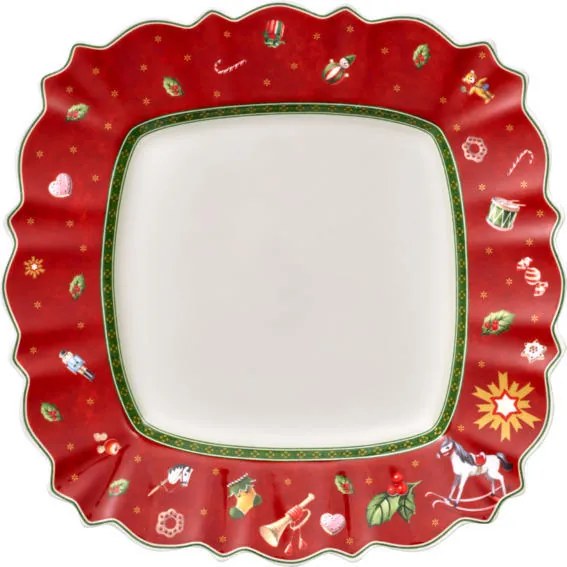 Červený hranatý plytký tanier 28,5 cm Toy's Delig.