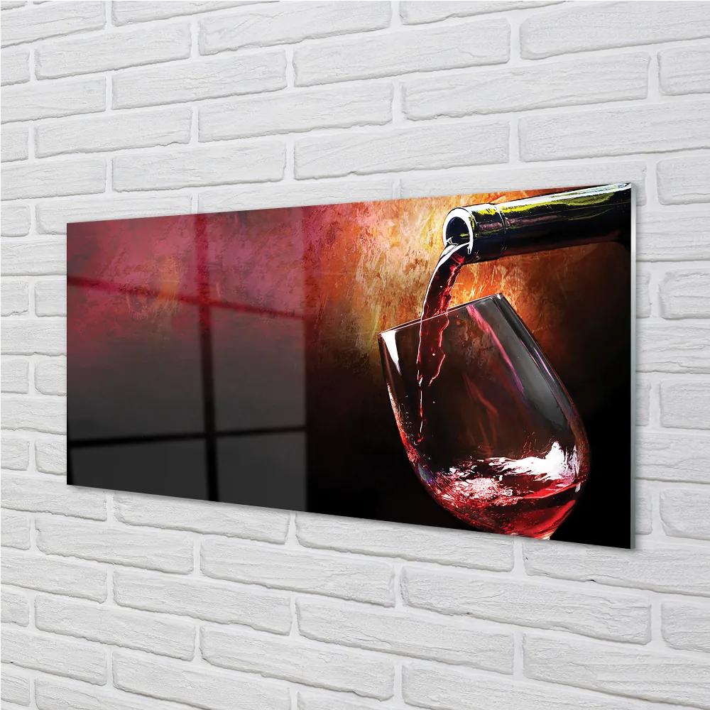 Sklenený obklad do kuchyne červené víno 120x60 cm