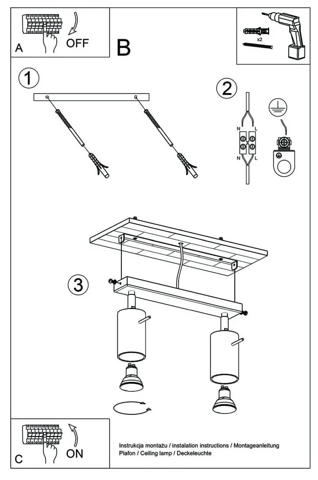 Drevené stropné svietidlo Sollux Ludwik