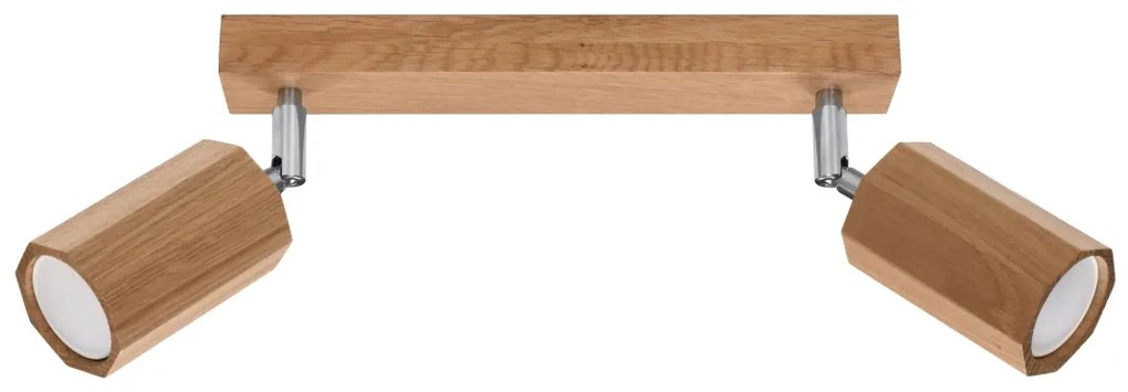 Bodové svietidlo Zeke, 2x drevené tienidlo, (možnosť polohovania)
