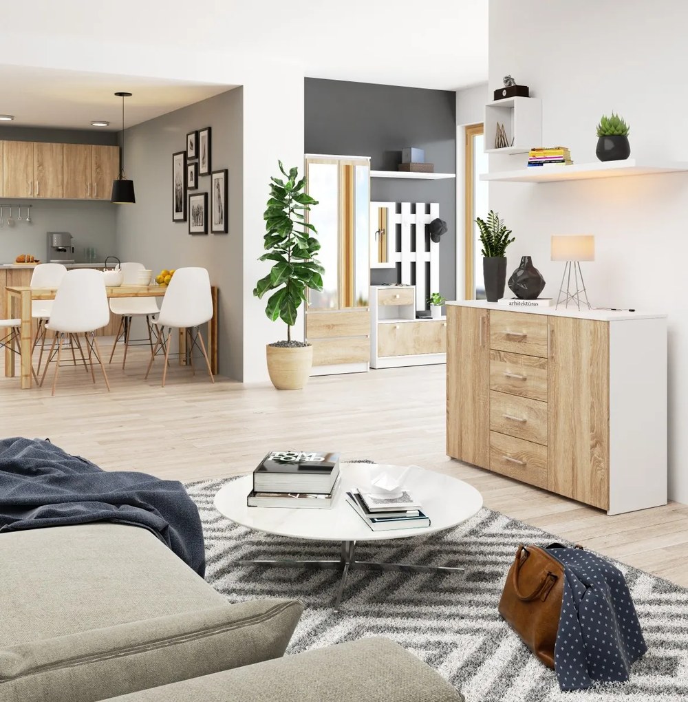 Komoda Torvi K 110 cm biela/dub sonoma