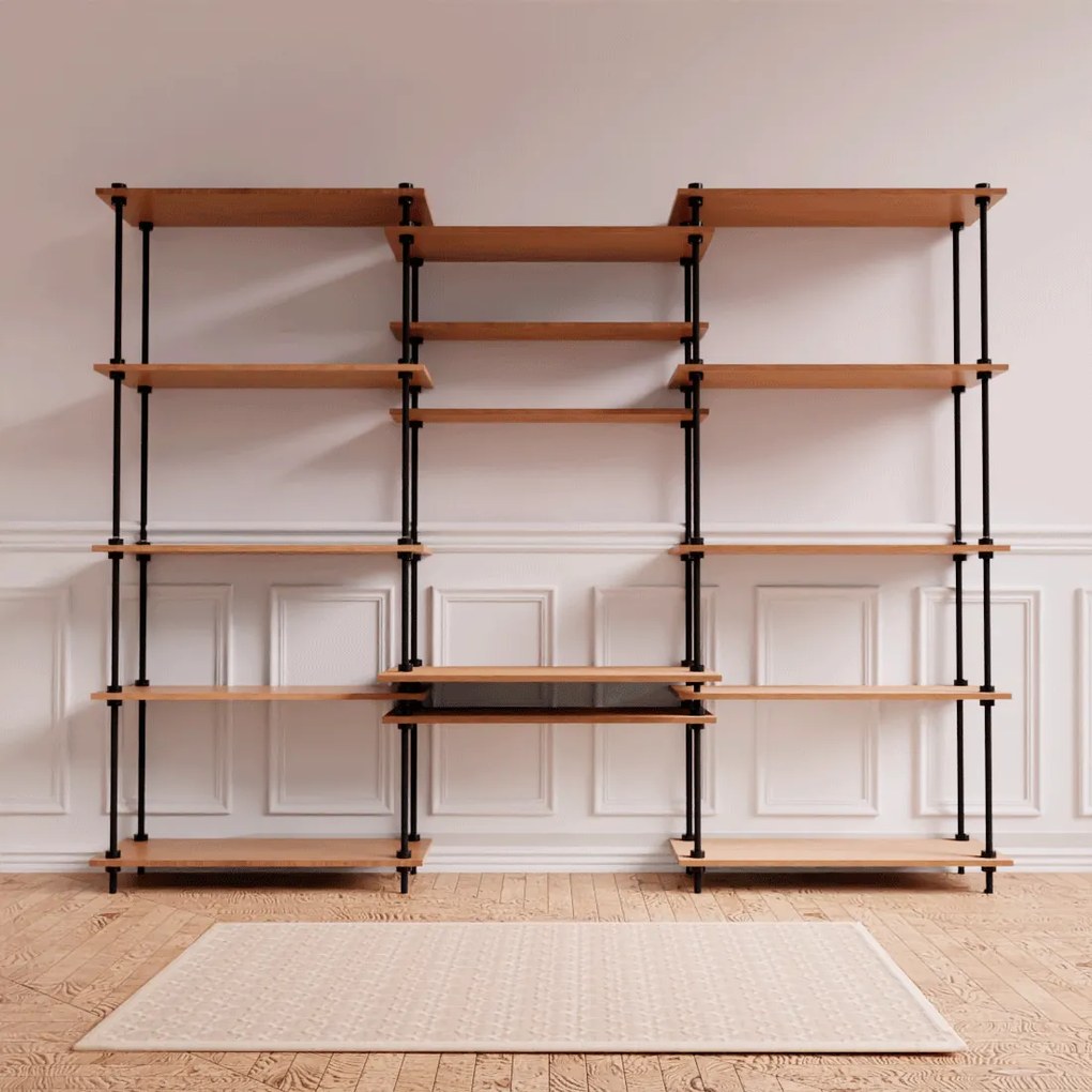 Regál s písacím stolom DECO s 15 policami, 185x235x35/52,5 cm