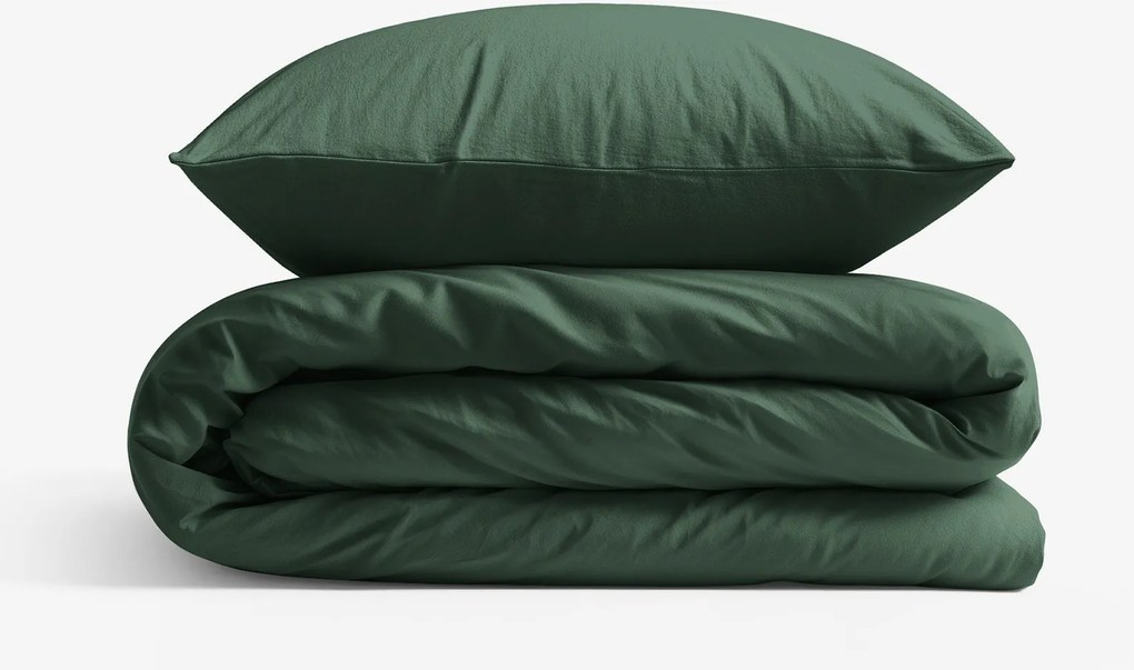 Goldea bavlnené posteľné obliečky - tmavo zelené 140 x 200 a 70 x 90 cm