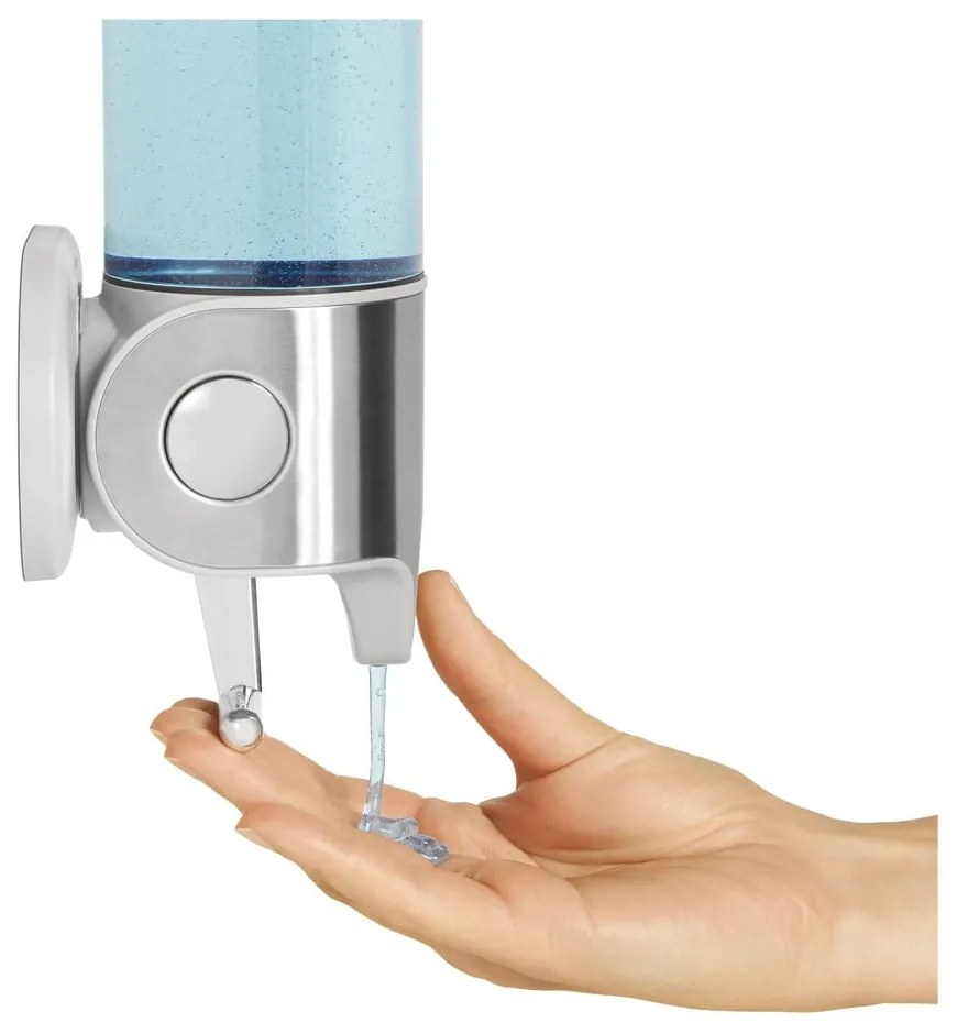 Nástenný dávkovač mydla z nerezovej ocele v striebornej farbe 440 ml - simplehuman