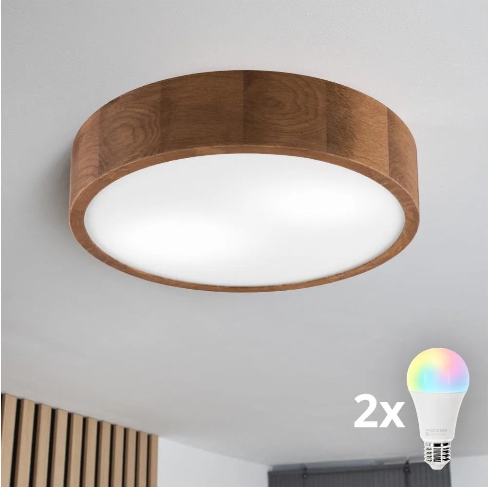 Brilagi - LED RGBW stmievateľné stropné svietidlo CARVALHO 2xE27/15W/230V Wi-Fi dub pr. 37,5
