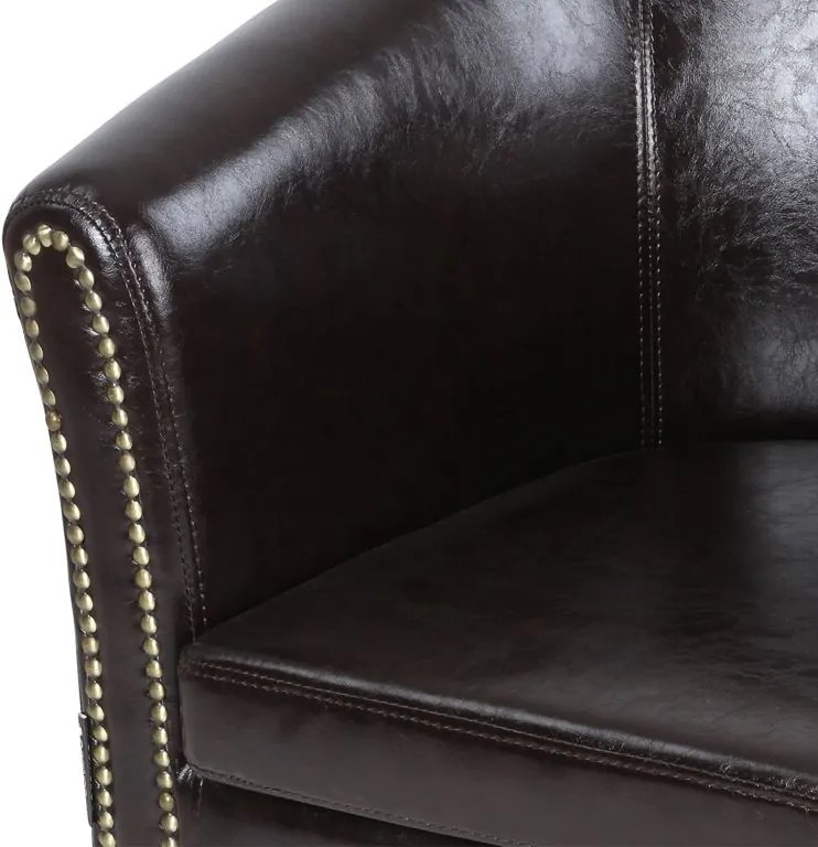 Kreslo s taburetom Chesterfield, hnedé