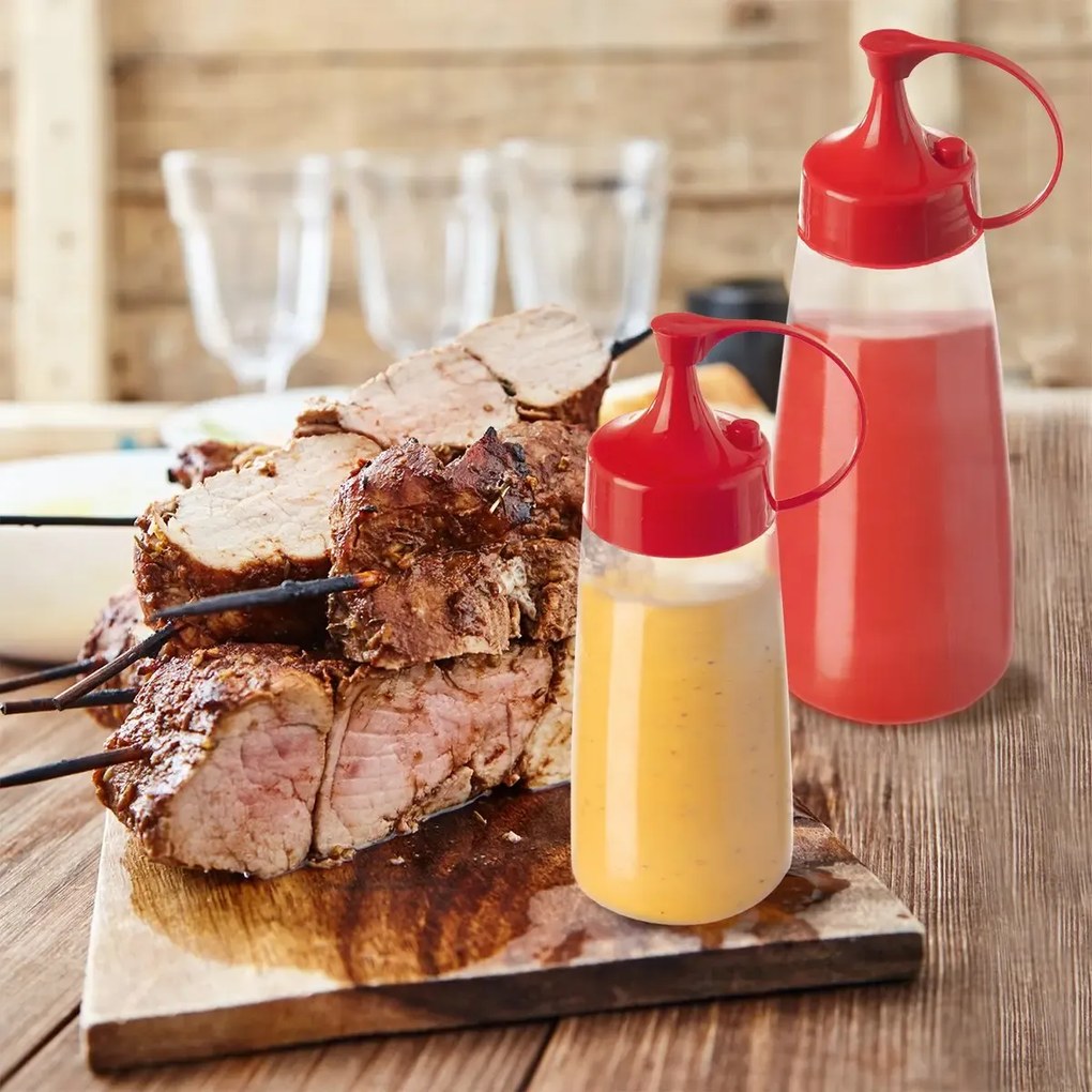 Orion Dávkovacia fľaša na kečup, omáčky, zálievky SOS – červené viečko