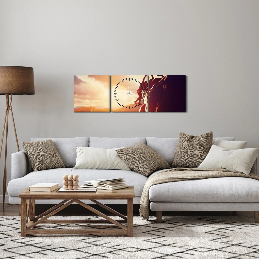 Obraz - Horolezci (s hodinami) (90x30 cm)