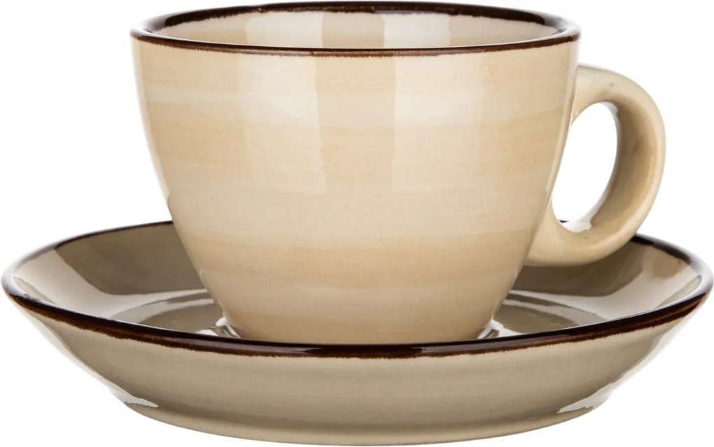 Banquet Súprava 6 šálok s podšálkami Palas 90 ml, krémová