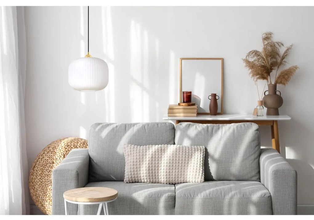 Závesné svietidlo Riffle 3, 1x biele sklenené tienidlo, b/g