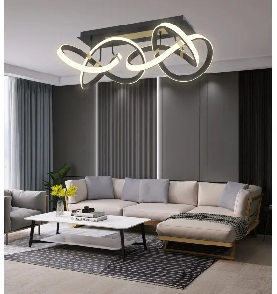 Wofi 9134-204 - LED Stmievateľný prisadený luster INDIGO LED/64W/230V čierna/zlatá