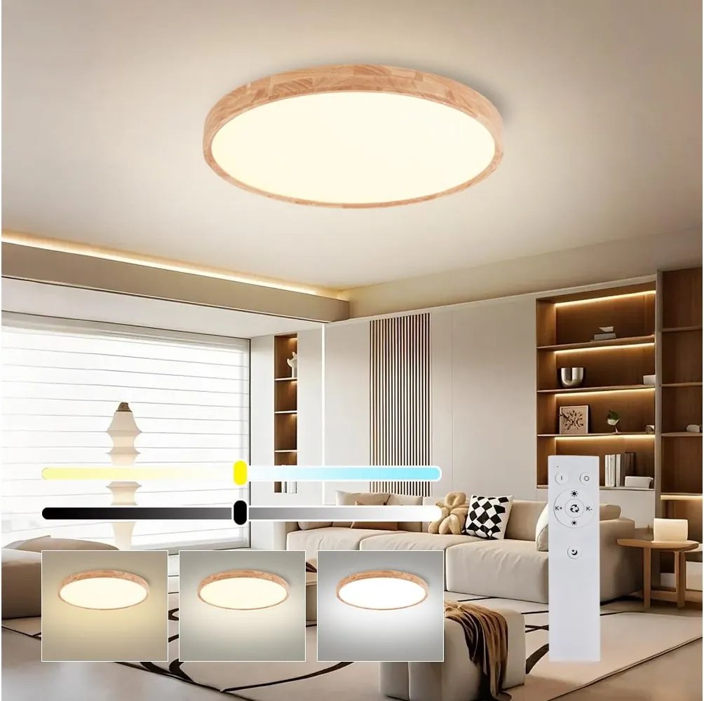 Brilagi - LED Stmievateľné svietidlo WOODROUND LED/40W/230V 3000-6000K priemer 60 cm+DO