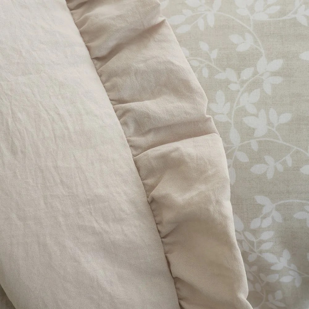 Béžový pléd na dvojlôžko 220x230 cm Soft Washed Frill – Bianca