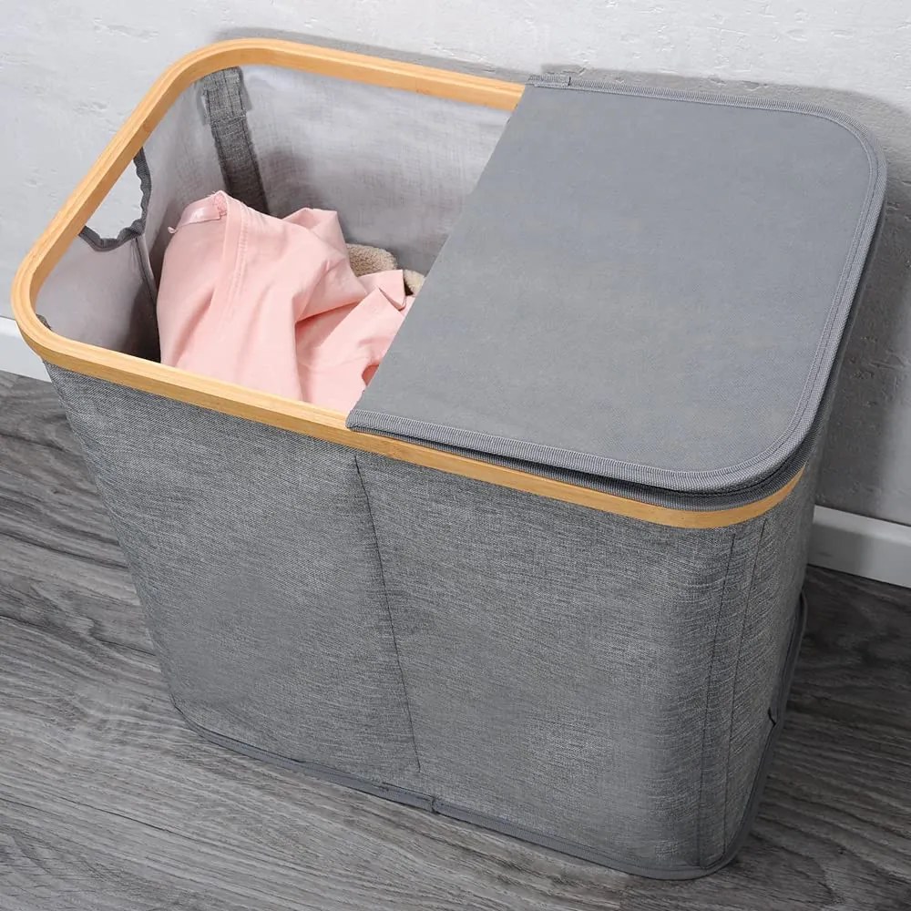 Kesper Kôš na špinavú bielizeň, sivý, s vekom, jednoduché triedenie bielej/farebnej