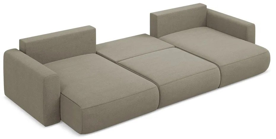 Svetlohnedá rozkladacia/s úložným priestorom rohová pohovka (do tvaru "U") Kapua – Makamii