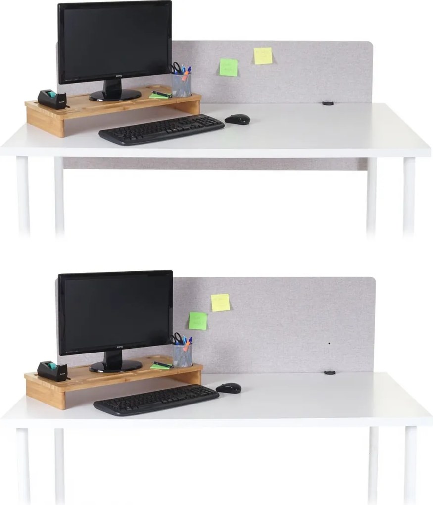 Akustický panel na stôl HWC-G75 - dvojstenná látka/textil - 60x140 - sivá