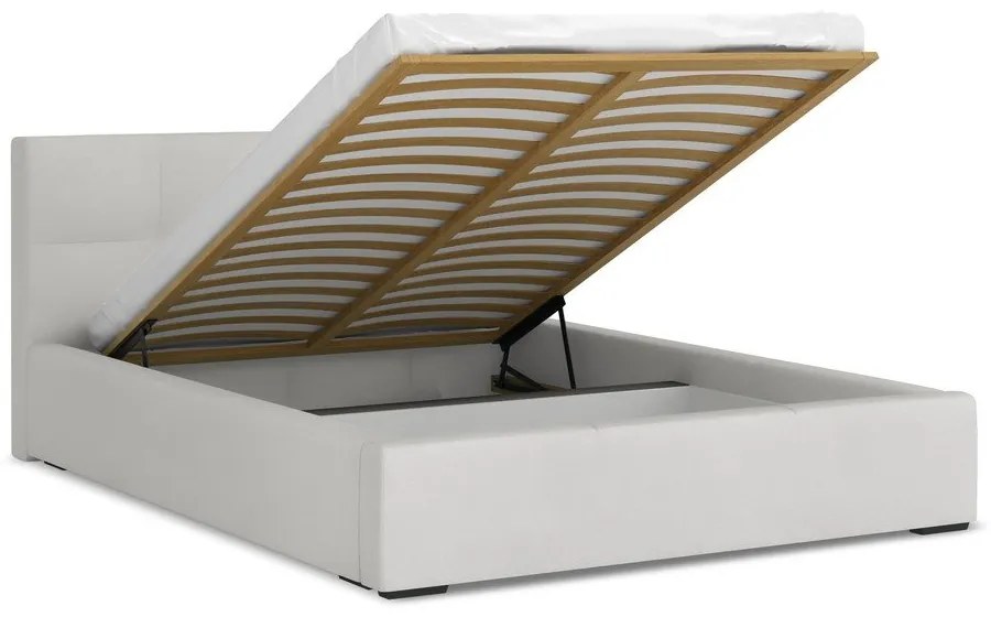 Svetlosivá zamatová čalúnená dvojlôžková posteľ s úložným priestorom s roštom 140x200 cm Hiko – Makamii