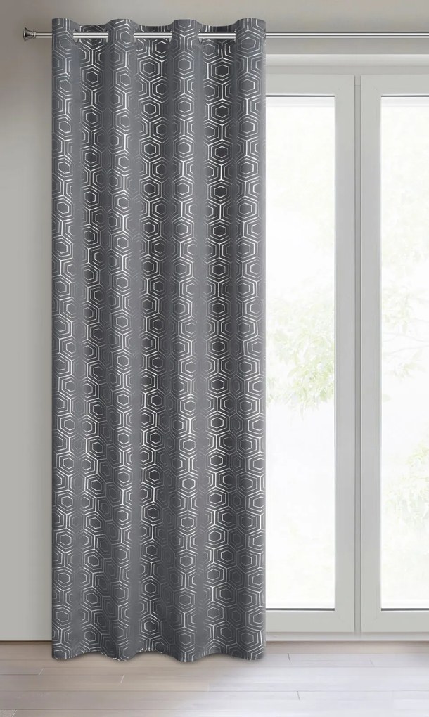 ZÁVES NA KRÚŽKOCH KAJA 135X250 CM VZOROVANÁ