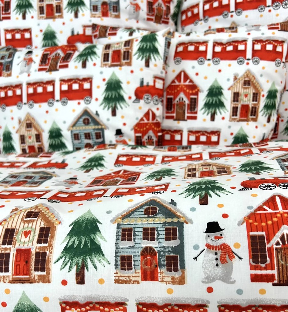 INTERMEDIC SK Posteľná obliečka Vianočná Dedinka 140x200/70x90 cm