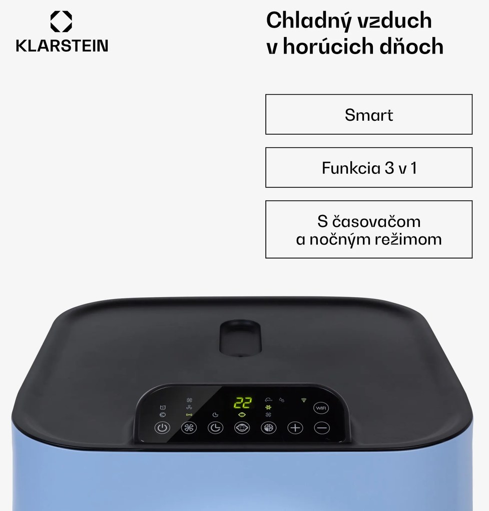 Klarstein Kraftwerk Smart 12K, mobilná klimatizácia 3 v 1, 12 000 BTU, ovládanie cez aplikáciu, diaľkový ovládač