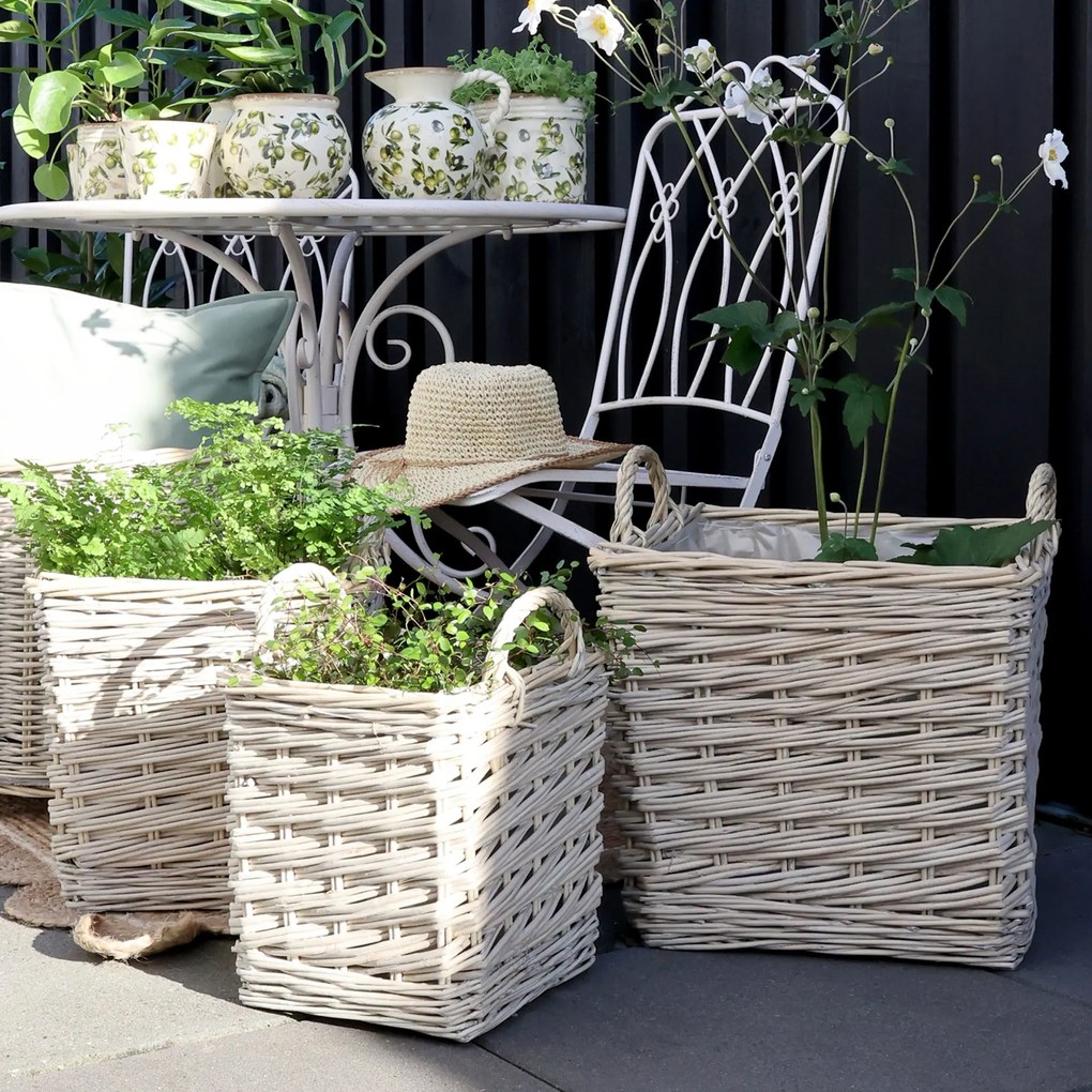 Chic Antique Prútený obal na kvetináč Square French S
