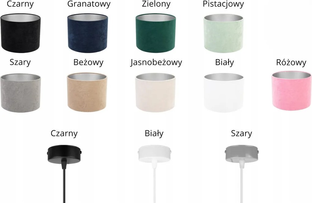 Závesné svietidlo Mediolan, 1x textilné tienidlo (výber z 10 farieb), (výber z 3 farieb konštrukcie), ch