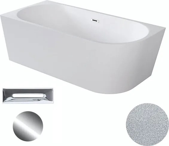 Besco Akrylátová voľne stojaca rohová vaňa Zoya Glam S 150x75 (170x80) biela/strieborná BESCO-Typ výpuste: Click-Clack s prepadom, grafit, BESCO-Rozm…