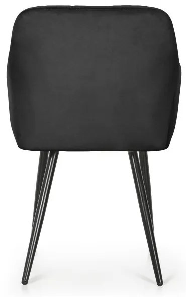 Sada dvoch jedálenských stoličiek LUXANO zamatové, čierne / čierne nohy (2 ks)