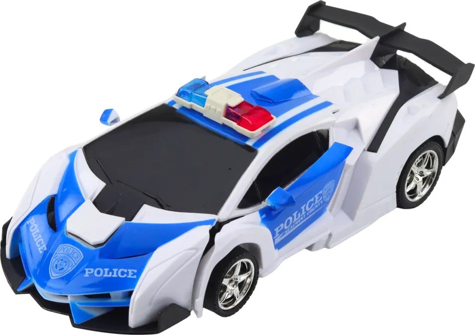 LEAN Toys Auto Robot 2W1 Policajné auto na diaľkové ovládanie RC 1:18