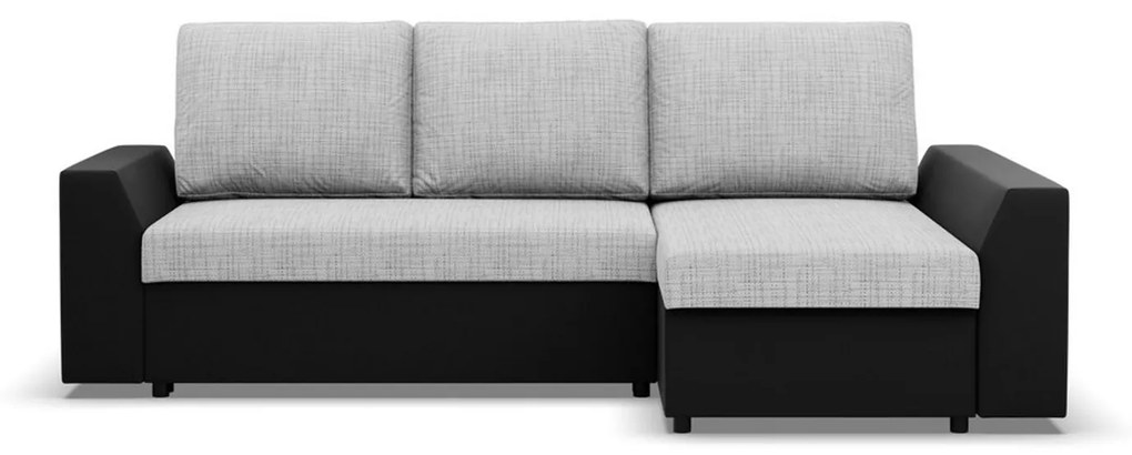Rohová rozkladacia sedacia súprava PAUL látka v kombinácii s eko-kožou Pravá Sivá/čierna