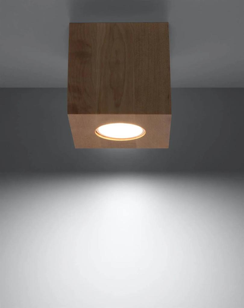 Stropné svietidlo Quad, 1x drevené tienidlo