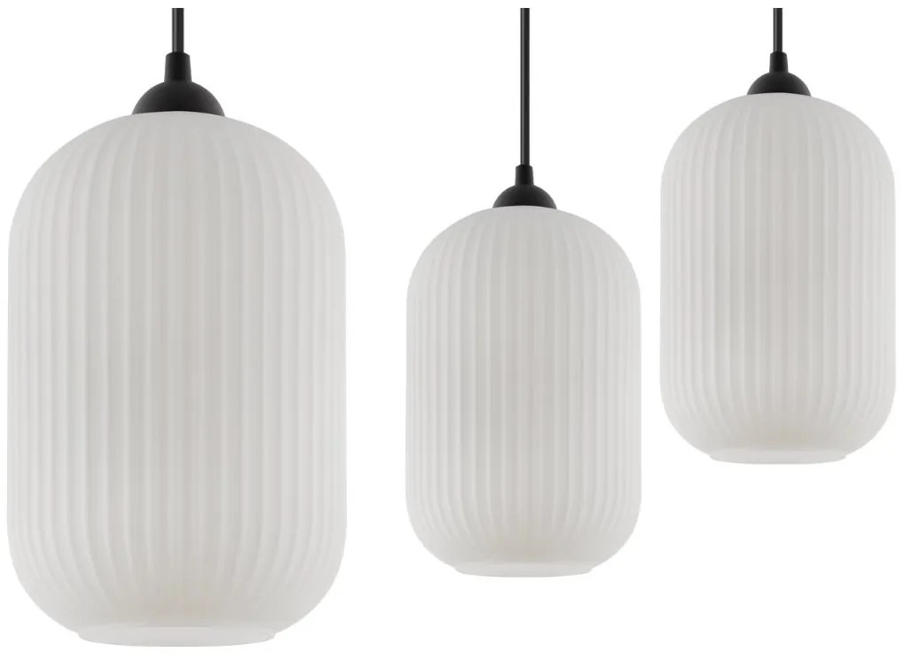 Závesné svietidlo Riffle 4, 1x biele sklenené tienidlo, b