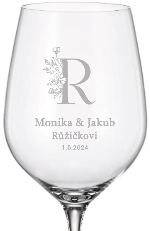 Dekorant Svadobné poháre na biele víno NOVOMANŽELIA 480 ml 2KS