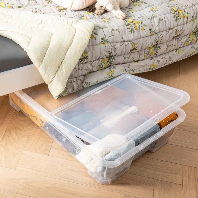 SUNDIS Sada 2 úložných boxov VIEW BOX 50 L – pod posteľ, s vekom a kolieskami