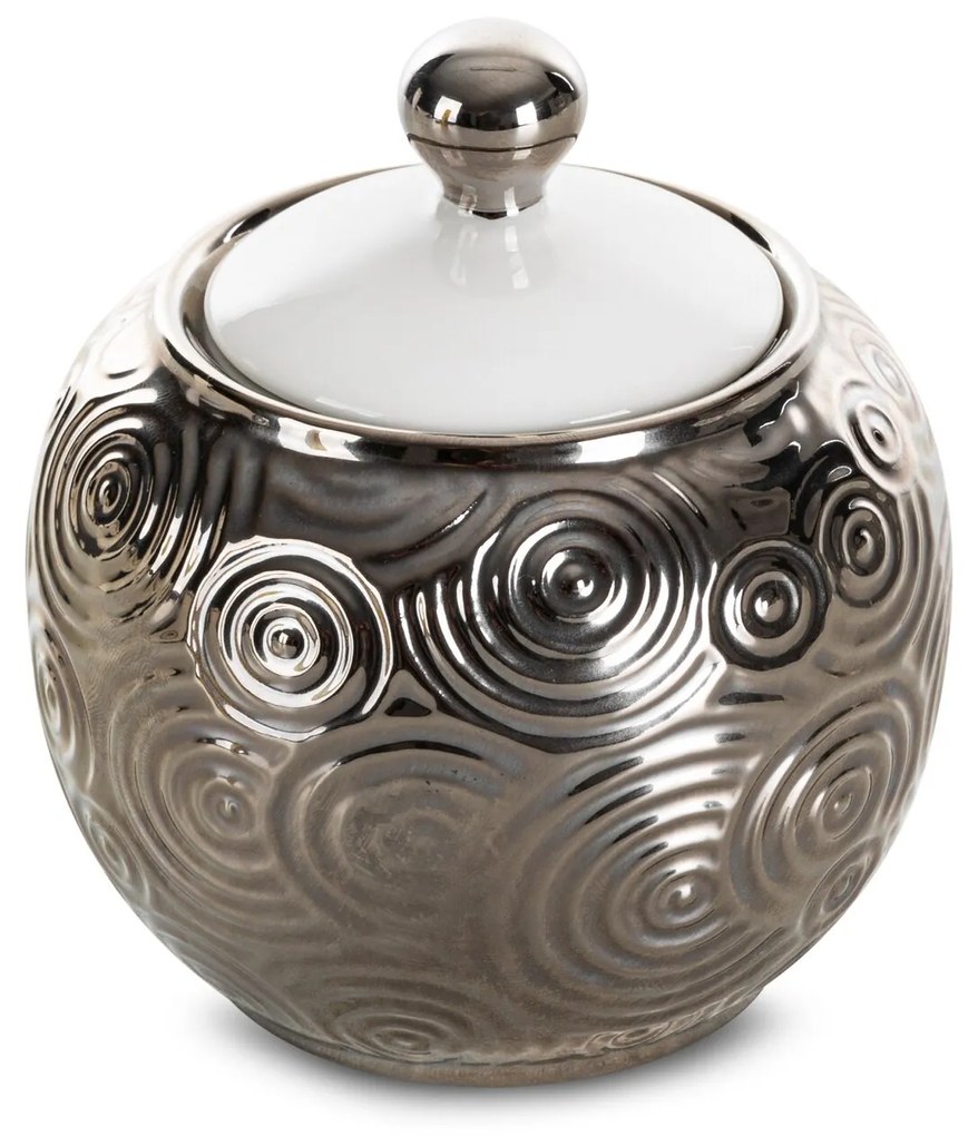 DEKORAČNÁ NÁDOBA 10X10X11 CM STRIEBORNÁ