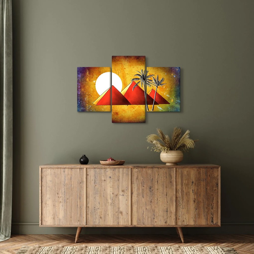 Obraz maľovaných egyptských pyramíd (90x60 cm)