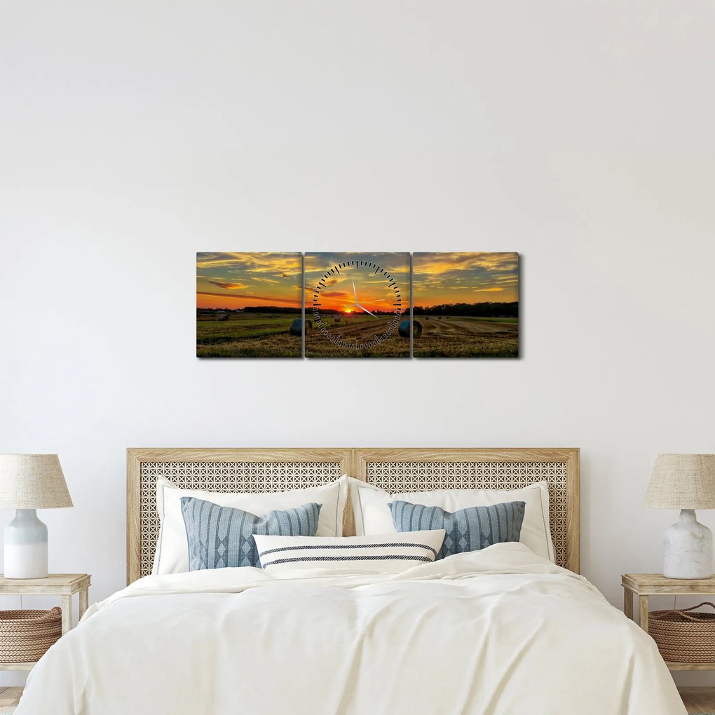 Obraz - Dedinské balíky (s hodinami) (90x30 cm)