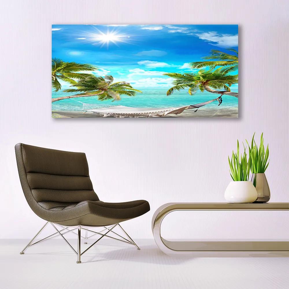 Obraz plexi Tropické palmy hamaka pláž 120x60 cm