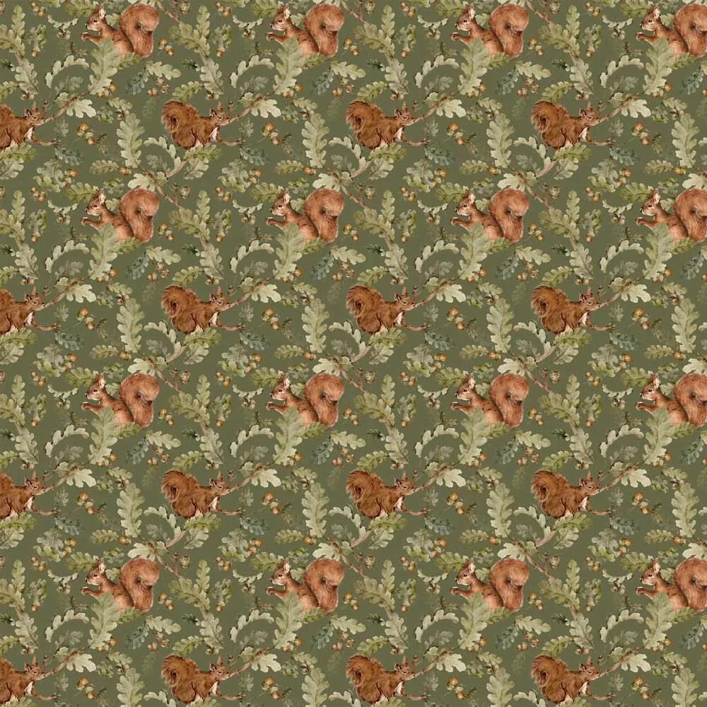 Tapeta veveričky v zelenej farbe 280×50 cm