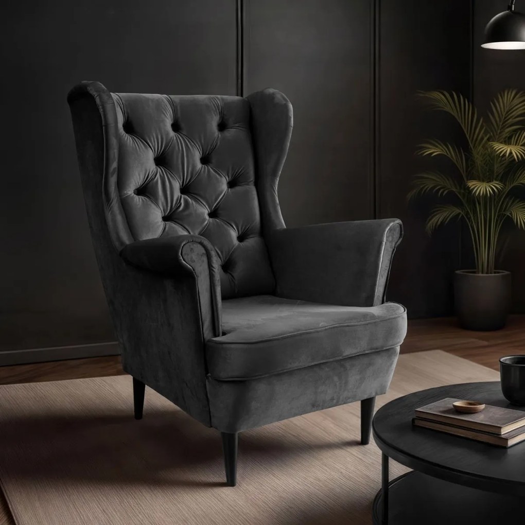 KRESLO UŠIAK BRUNO 2 CHESTERFIELD ROYAL VELVET 214