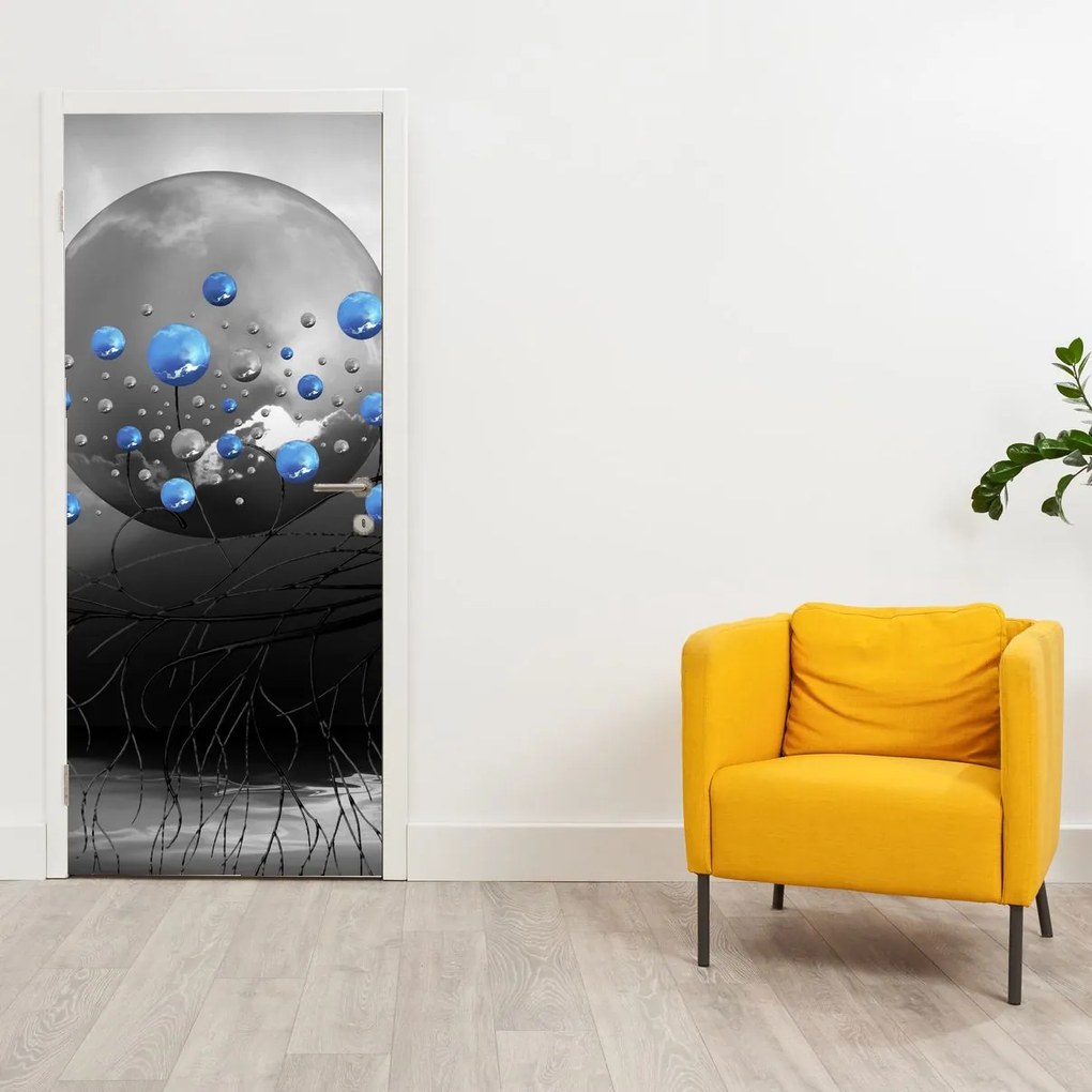 Fototapeta na dvere - Modré abstraktné gule (95x205cm)