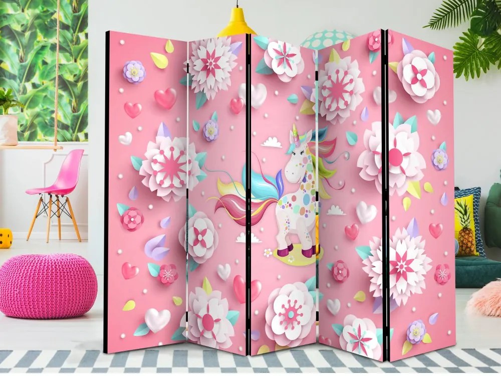 Artgeist Paraván - Unicorn on Flowerbed II [Room Dividers]