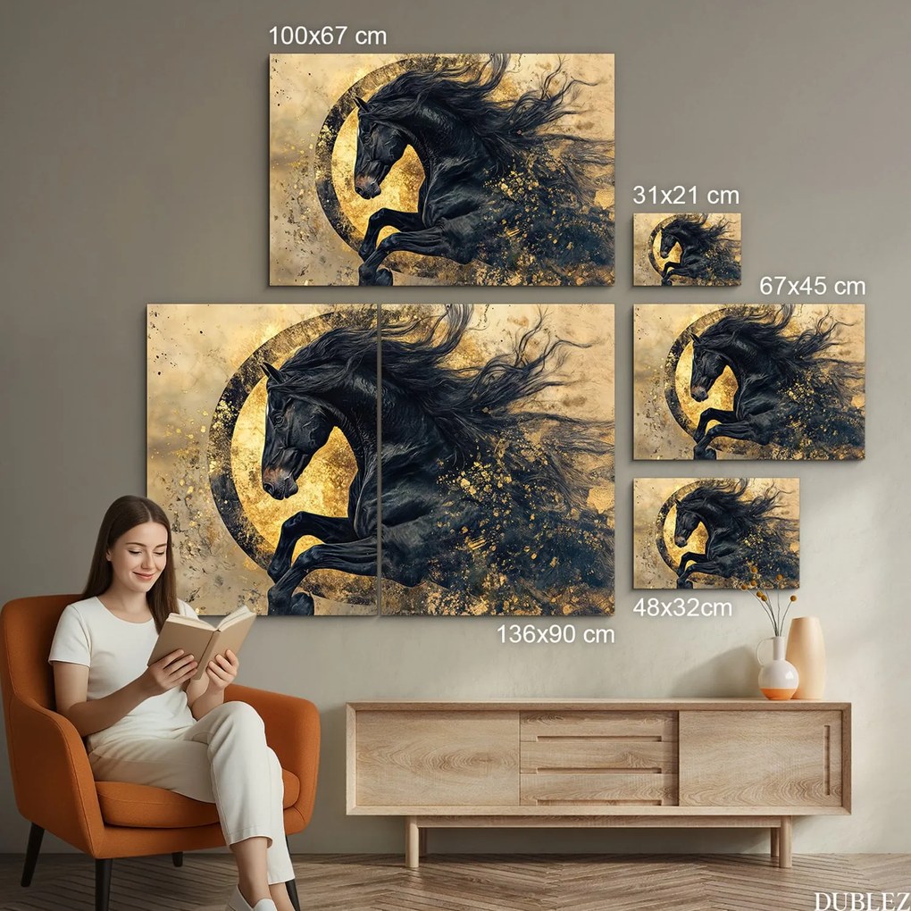 DUBLEZ | Drevený obraz koňa - Cválajúci mustang