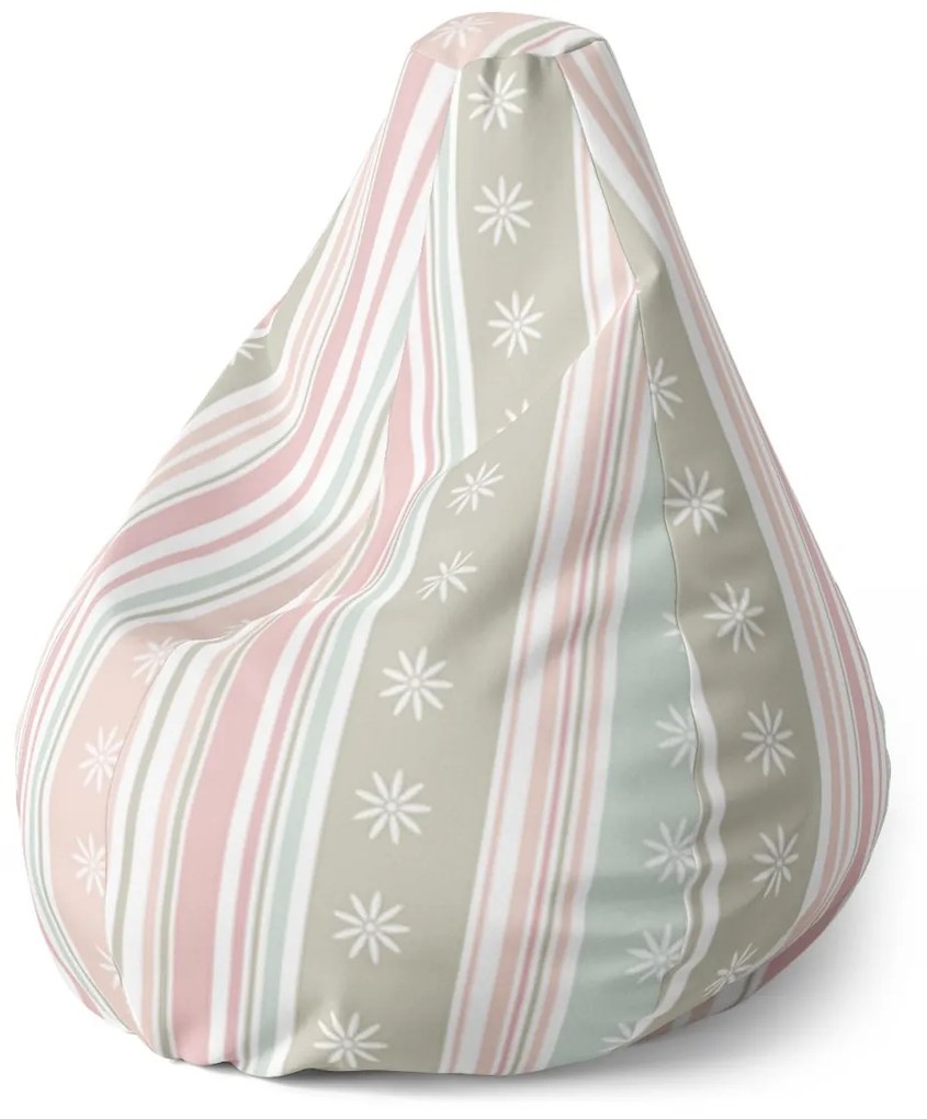 Sablio Sedací vak Pear Pruhy a bodky - 70 x 95 x 15 cm