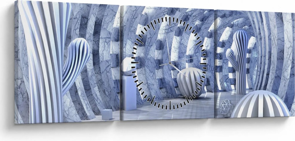 Obraz - 3D abstrakcia (s hodinami) (90x30 cm)