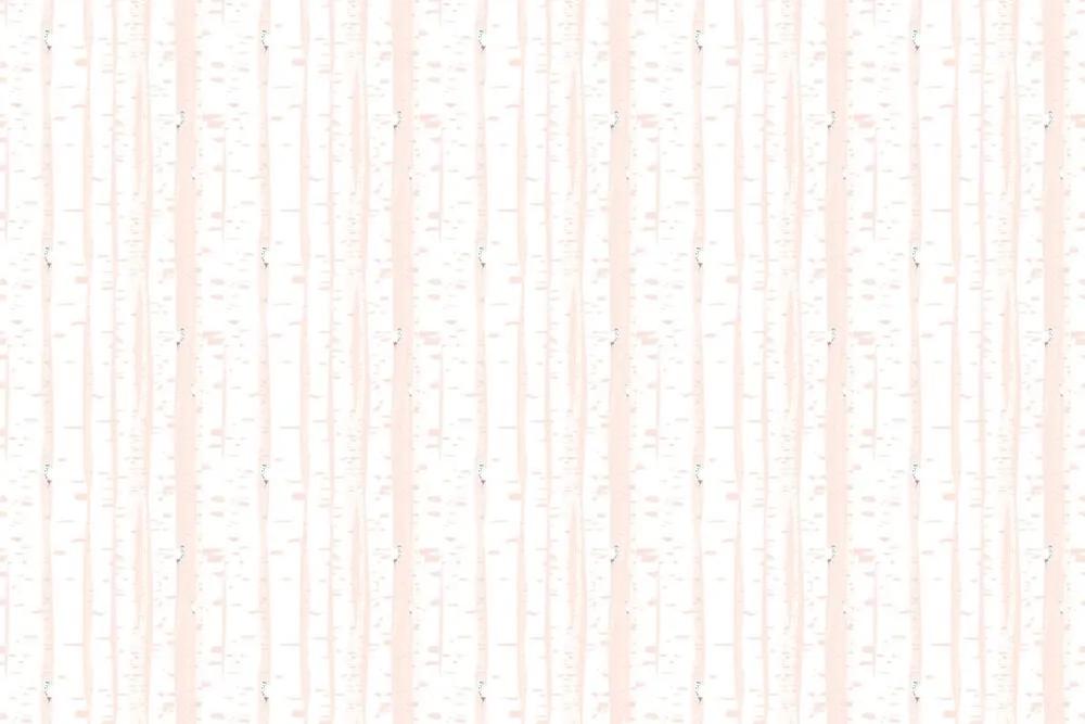 Tapeta ružové brezové stromy - 75x1000 cm