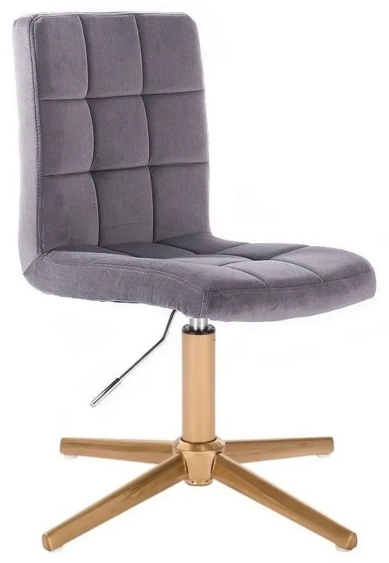 LuxuryForm DESIGN Stolička TOLEDO VELUR na zlatom kríži - tmavo šedá