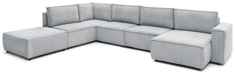 Svetlosivá menčestrová rohová pohovka (ľavý roh/do tvaru "U") Nihad modular – Bobochic Paris