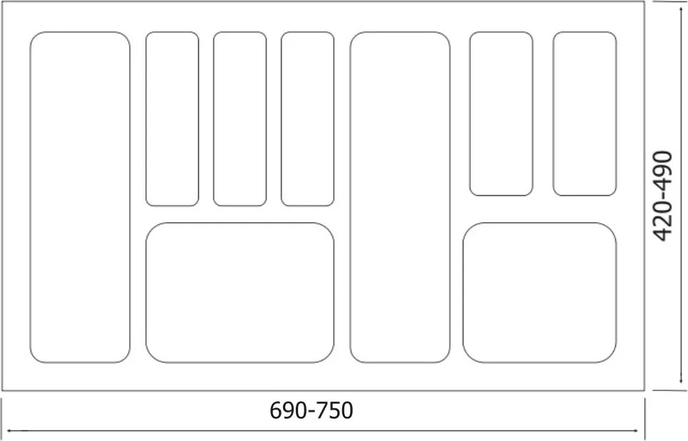 IN-DURO Príborník STRIPES 69 - 75 cm s hĺbkou 42 - 49 cm, antracit